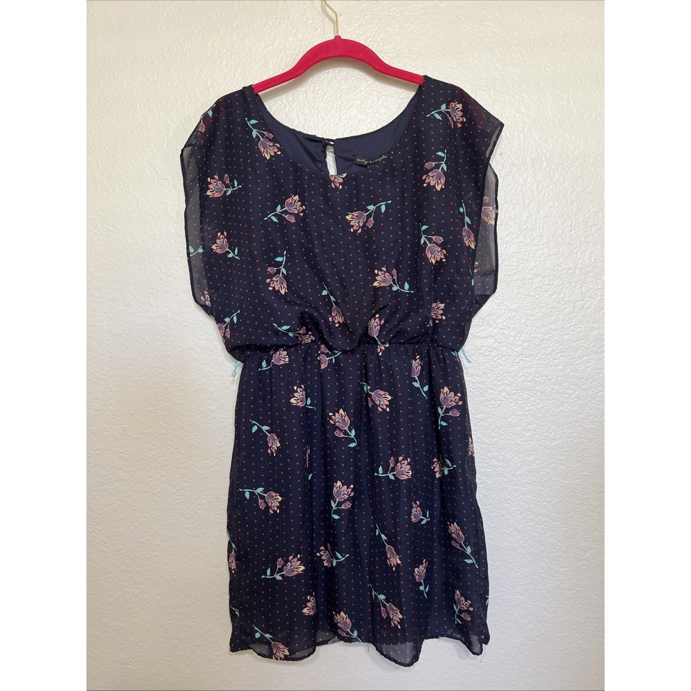 City Triangles‎ Polka Dot Floral Dress W/ Elastic Waist Size L
